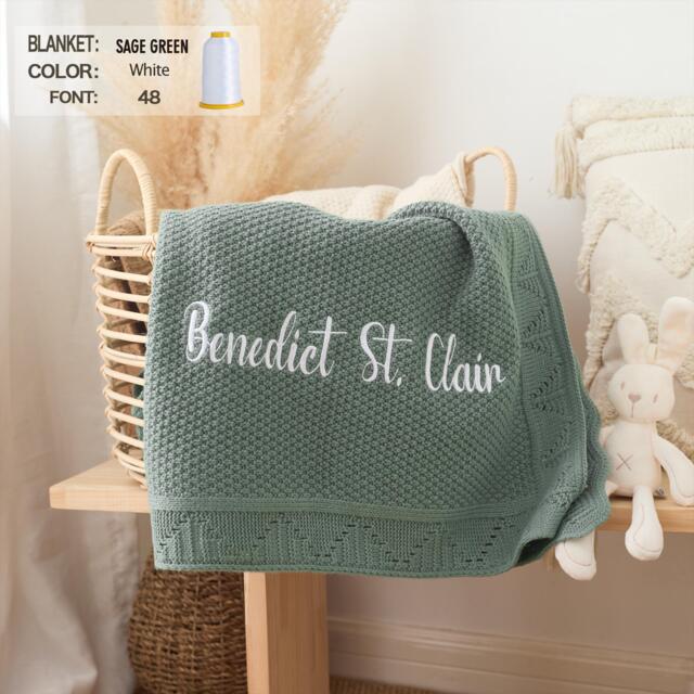 Personalized Knit Baby Blanket Custom Embroidered Cotton Blanket - image 1