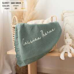 Personalized Knit Baby Blanket Custom Embroidered Cotton Blanket - thumbnail 4