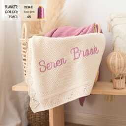 Personalized Knit Baby Blanket Custom Embroidered Cotton Blanket - thumbnail 2