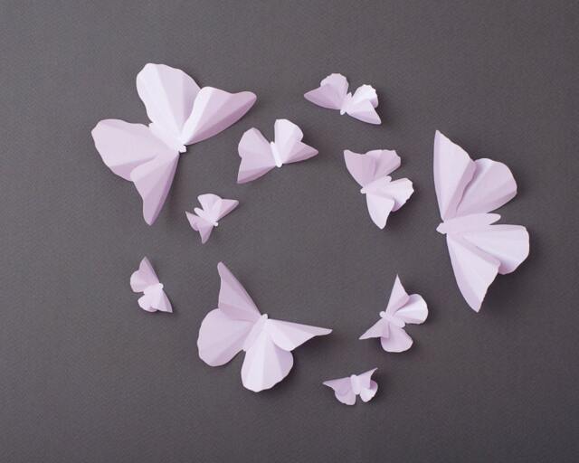 3D Wall Butterflies, Wisteria Purple Metallic Butterfly Silhouettes For Girls Room, Nursery, & Home Decor - image 1