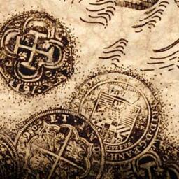 Pirate Ship Art Print 11 X 14, Spanish Galleon With Treasure Coins Surrounding Sailing Away With Jolly Rogers Flying - thumbnail 3