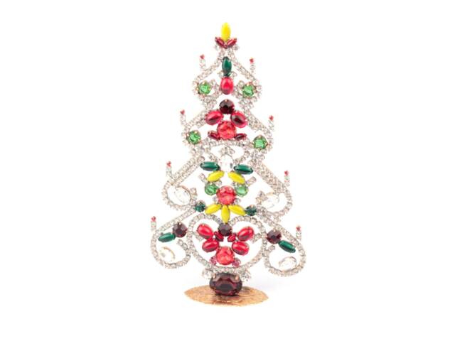 Czech Rhinestone Cabochon Christmas Tree Free Standing Ornament - image 1
