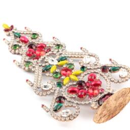 Czech Rhinestone Cabochon Christmas Tree Free Standing Ornament - thumbnail 3