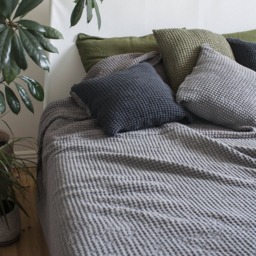 Set Of 2 Linen Pillow Shams, Green Waffle Covers, Throw Pillows, Textured Pillows, Decorative Pillows - thumbnail 2