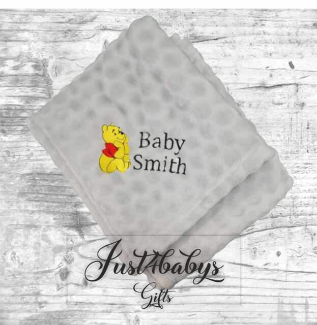 Personalised Embroidered Baby Winnie The Pooh Blankets 90cm Super Soft - image 1