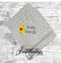 Personalised Embroidered Baby Winnie The Pooh Blankets 90cm Super Soft