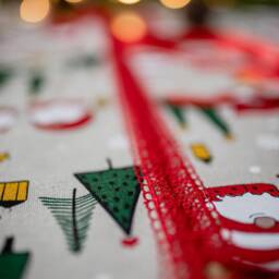 Christmas Tree Skirt With Dwarfs, Linen Skirt, Swedish Rustic Xmas Skirts, Accent Decor - thumbnail 3