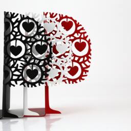 Danish Heart Tree Bookends Scandinavian White Metal Shelf Decor - thumbnail 3
