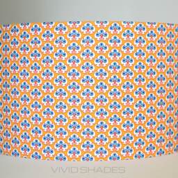 Yellow Geometric Fabric Lampshade, Stylish Pattern Custom Made, Ceiling Pendant Or Lamp Base, Handmade By Vivid Shades - thumbnail 2