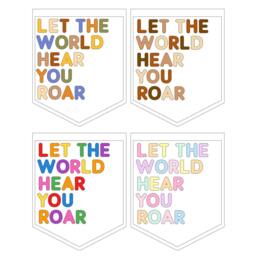 Let The World Hear You Roar Wall Banner. Jungle Nursery Decor. Dinosaur Rainbow Felt Hanging - thumbnail 3