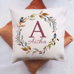 Personalised Autumn Birthday Cushion, Age, Name Keepsake Gift, Linen Fell, 40 cm, Colours Available - thumbnail 2