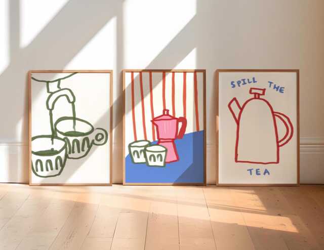 Set Of 3 Colourful Coffee Prints, Retro Wall Art, Kitchen Aesthetic Decor, Gallery Wall, Home Inspo, Unframed - image 1