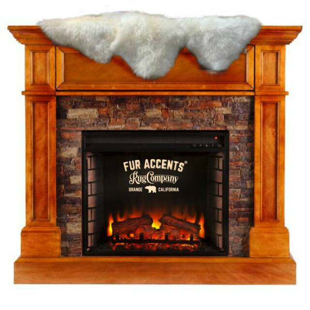 Faux Sheepskin Fireplace Mantle Scarf - White Christmas Garland - image 1