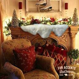 Faux Sheepskin Fireplace Mantle Scarf - White Christmas Garland - thumbnail 3
