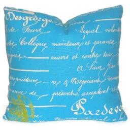 French Script Turquoise Decorative Pillow Cover. 20 - thumbnail 2
