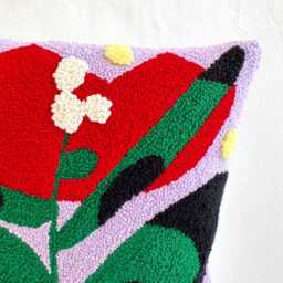 Made To Order, Hand Tufted Punch Needle Pillow Cover, Colorful Embroidered Cushion - thumbnail 3