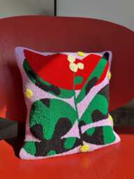 Made To Order, Hand Tufted Punch Needle Pillow Cover, Colorful Embroidered Cushion - thumbnail 1