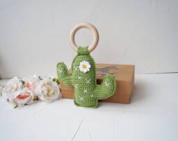 Cactus Crochet Cotton Baby Toy, Greenery Shower Gift, Gender Neutral Welcome Present, Expecting Mom Gift Idea, Mama Llama