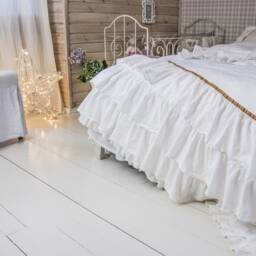 White Linen Ruffle Duvet Cover Shabby Chic Stonewashed Bedding - thumbnail 2