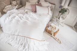 White Linen Ruffle Duvet Cover Shabby Chic Stonewashed Bedding