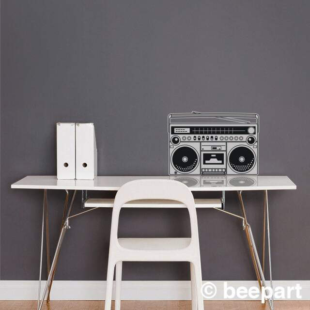 Boombox Wall Decal Retro 80S Vinyl Sticker - image 1