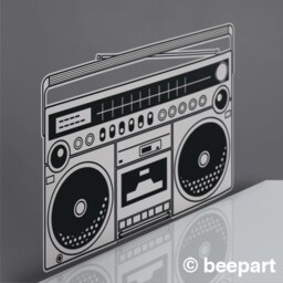 Boombox Wall Decal Retro 80S Vinyl Sticker - thumbnail 2