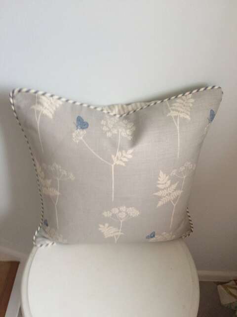 Vanessa Arbuthnott Cow Parsley Pioed Cushion Cover Clay & Cornflower 45cm - image 1