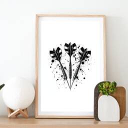 Darts Fan Gift - Set Of 3 Posters - Print Black Watercolour For Dad Game Room Prints Man Cave Wall Art - thumbnail 2