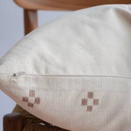 Hmong Batik Pillow Cover Neutral Block Print, Ethnic Home Decor - thumbnail 3