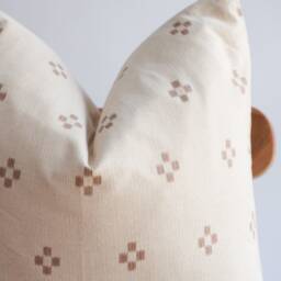 Hmong Batik Pillow Cover Neutral Block Print, Ethnic Home Decor - thumbnail 2