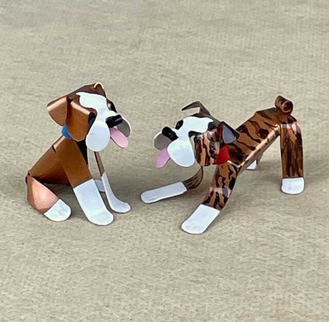 English Bulldog Tween Puppy Handmade Copper Sculpture, Miniature Collectible Figurine - image 1