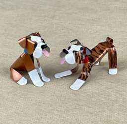 English Bulldog Tween Puppy Handmade Copper Sculpture, Miniature Collectible Figurine - thumbnail 1