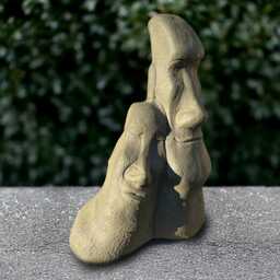 Concrete Couple Sculpture Cement Easter Island Figurine Japanese Face Decoration Handmade Moai Head Lover Gift Asian Decor Yard Art - thumbnail 3