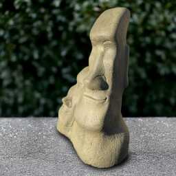Concrete Couple Sculpture Cement Easter Island Figurine Japanese Face Decoration Handmade Moai Head Lover Gift Asian Decor Yard Art - thumbnail 2