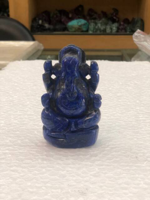 Lapis Lazuli Ganesha Statue, Small Stone Idol - image 1
