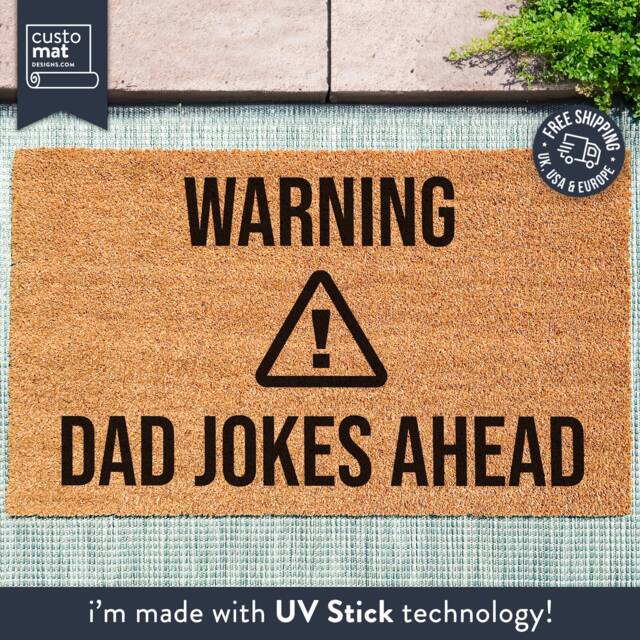 Warning Dad Jokes Ahead - Gift For Fathers Day Coconut Coir Doormat Bad Funny - image 1