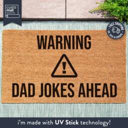 Warning Dad Jokes Ahead - Gift For Fathers Day Coconut Coir Doormat Bad Funny - thumbnail 1