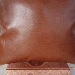Cognac Brown Faux Leather Pillow Cover Modern Scandinavian Decor - thumbnail 3