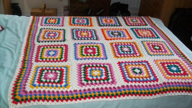 Large Granny Square Design Crochet Blanket - image 1
