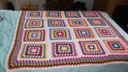 Large Granny Square Design Crochet Blanket - thumbnail 1