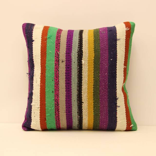 18x18 Inch Handmade Kilim Pillow Case - 45x45 cm Bohoturkish Kilim Pillowcover Chair Small Oblong Cushioncover Tribal Pillow 4Kbf-110 - image 1