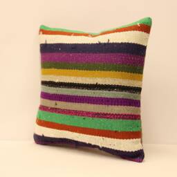18x18 Inch Handmade Kilim Pillow Case - 45x45 cm Bohoturkish Kilim Pillowcover Chair Small Oblong Cushioncover Tribal Pillow 4Kbf-110 - thumbnail 3