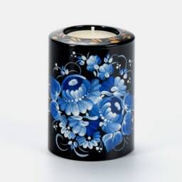 Ukrainian Hand Painted Tea Light Candle Holder, Christmas Tealight Candlestick Petrykivka Gift Ukraine Seller, S022 - thumbnail 3