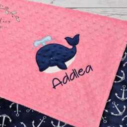 Minky Baby Blanket Personalized-Anchor Blanket-Anchor Blanket-Whale Anchor Baby Girl Blanket - thumbnail 3