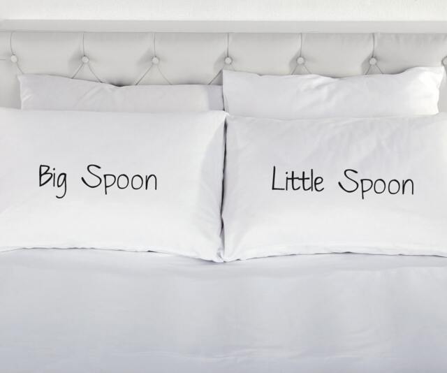 Big Spoon Little Pillowcases Printed Pillow Case Wedding Engagement Marriage Valentines Day Couple 200Tc 100% Cotton Excellent Quality - image 1