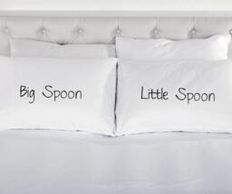 Big Spoon Little Pillowcases Printed Pillow Case Wedding Engagement Marriage Valentines Day Couple 200Tc 100% Cotton Excellent Quality - thumbnail 1