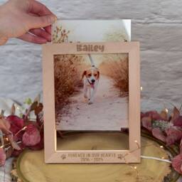 Personalised Pet Memorial Photo Light Up Led Wooden Keepsake Picture Frame - thumbnail 2