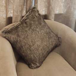 Luxury Grey Wolf Deluxe Faux Fur Cushion Cover - Handmade Sofa Pillow Case - thumbnail 2