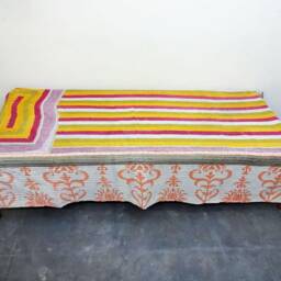 Kantha Quilt Indian Cotton Bedspread , Bedding , Bed Cover, Twin Size Bedding - thumbnail 3