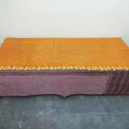 Kantha Quilt Indian Cotton Bedspread , Bedding , Bed Cover, Twin Size Bedding - thumbnail 2